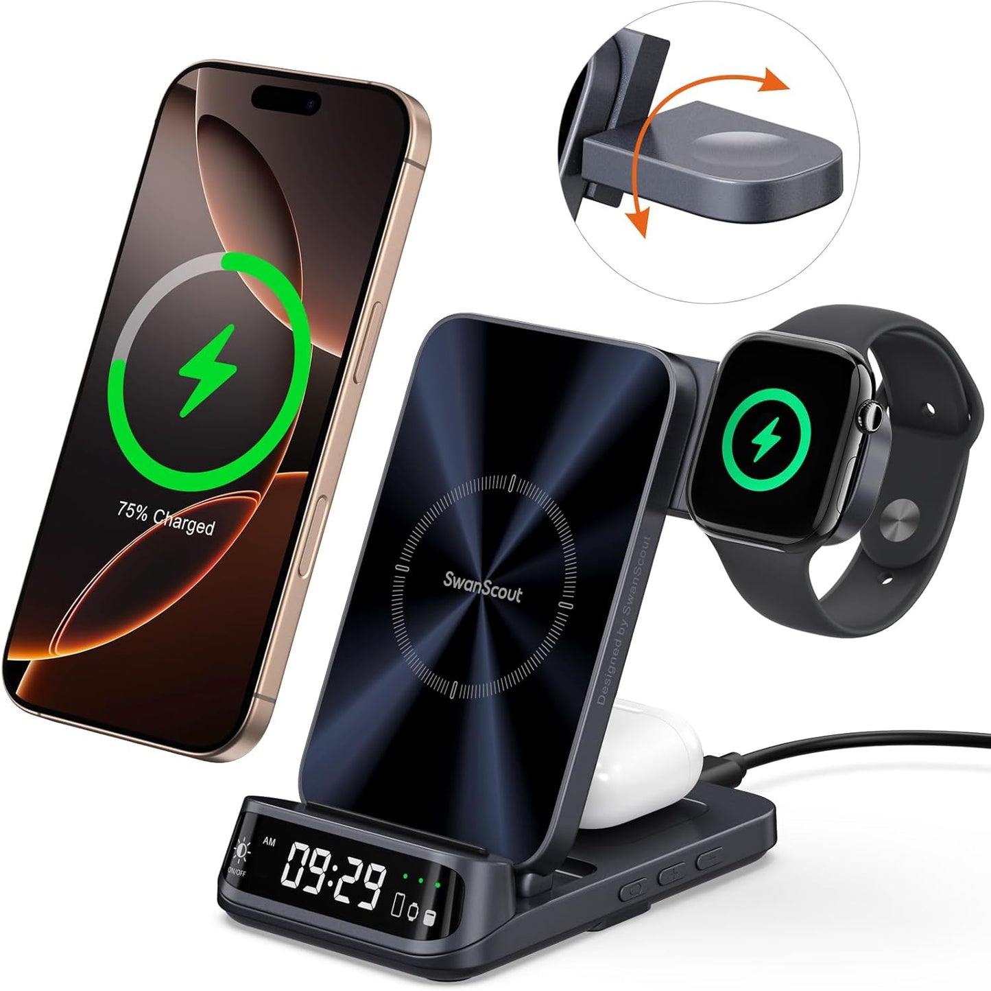 SwanScout Caricatore Wireless Universale – Modello 708A
