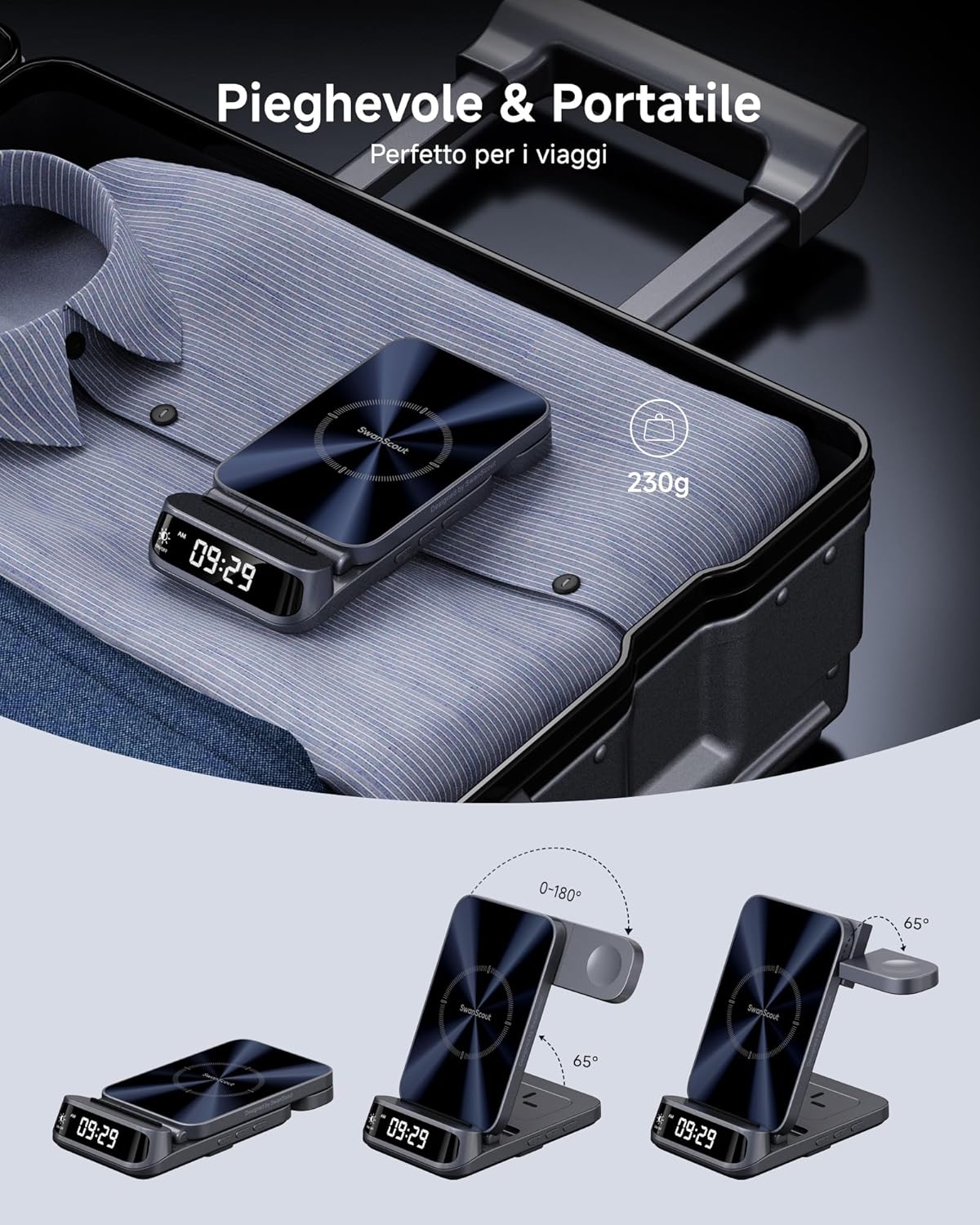 SwanScout Caricatore Wireless Universale – Modello 708A