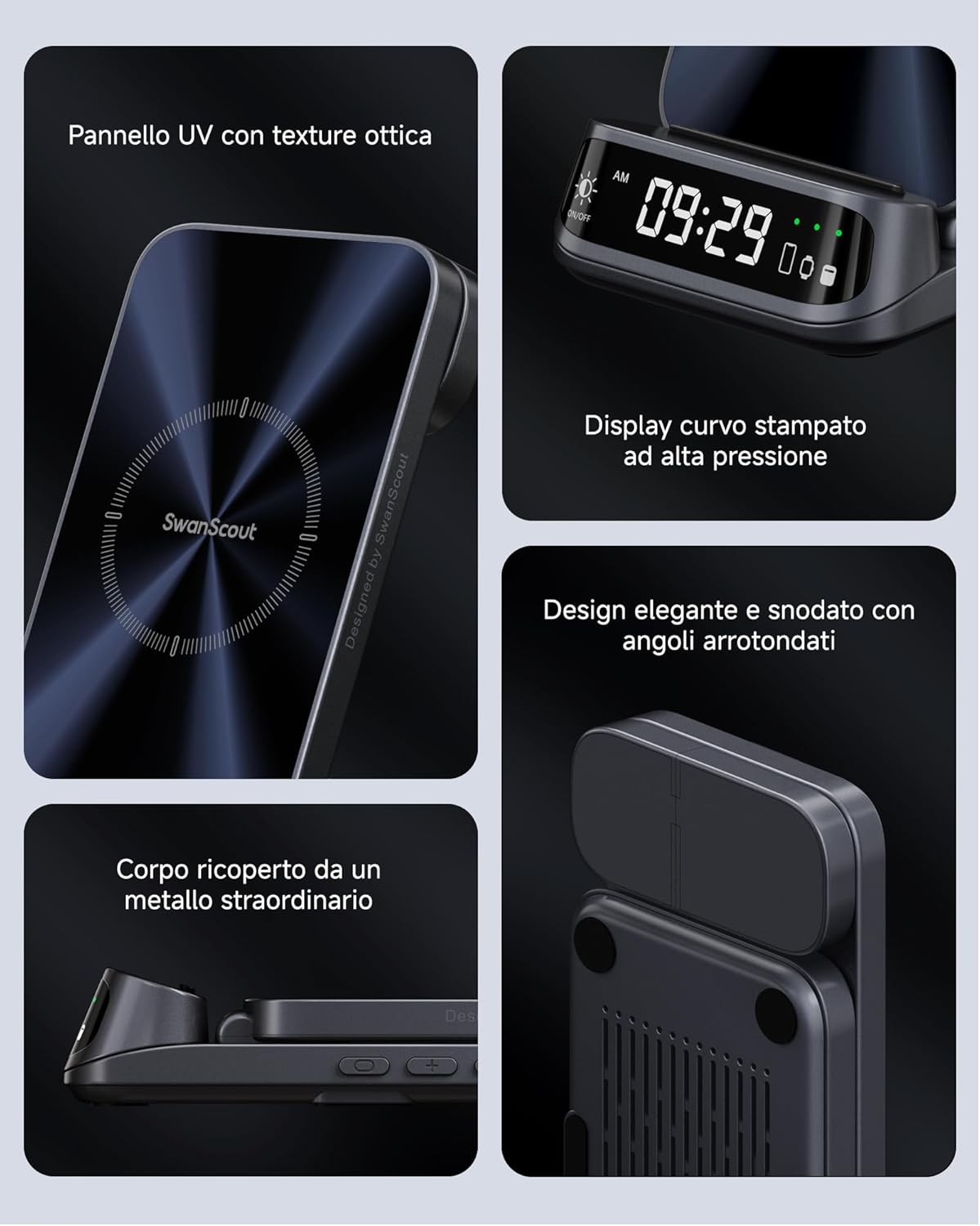 SwanScout Caricatore Wireless Universale – Modello 708A